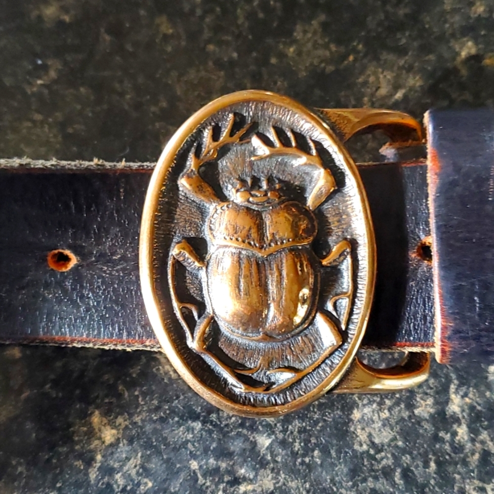 Vintage Tech Ether Guild Scarab Brass Buckle